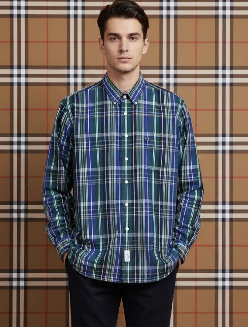 Burberry 🔥 TB Burberry multicolored plaid striped shirt size xl Size US XL / EU 56 / 4 - 1 Thumbnail