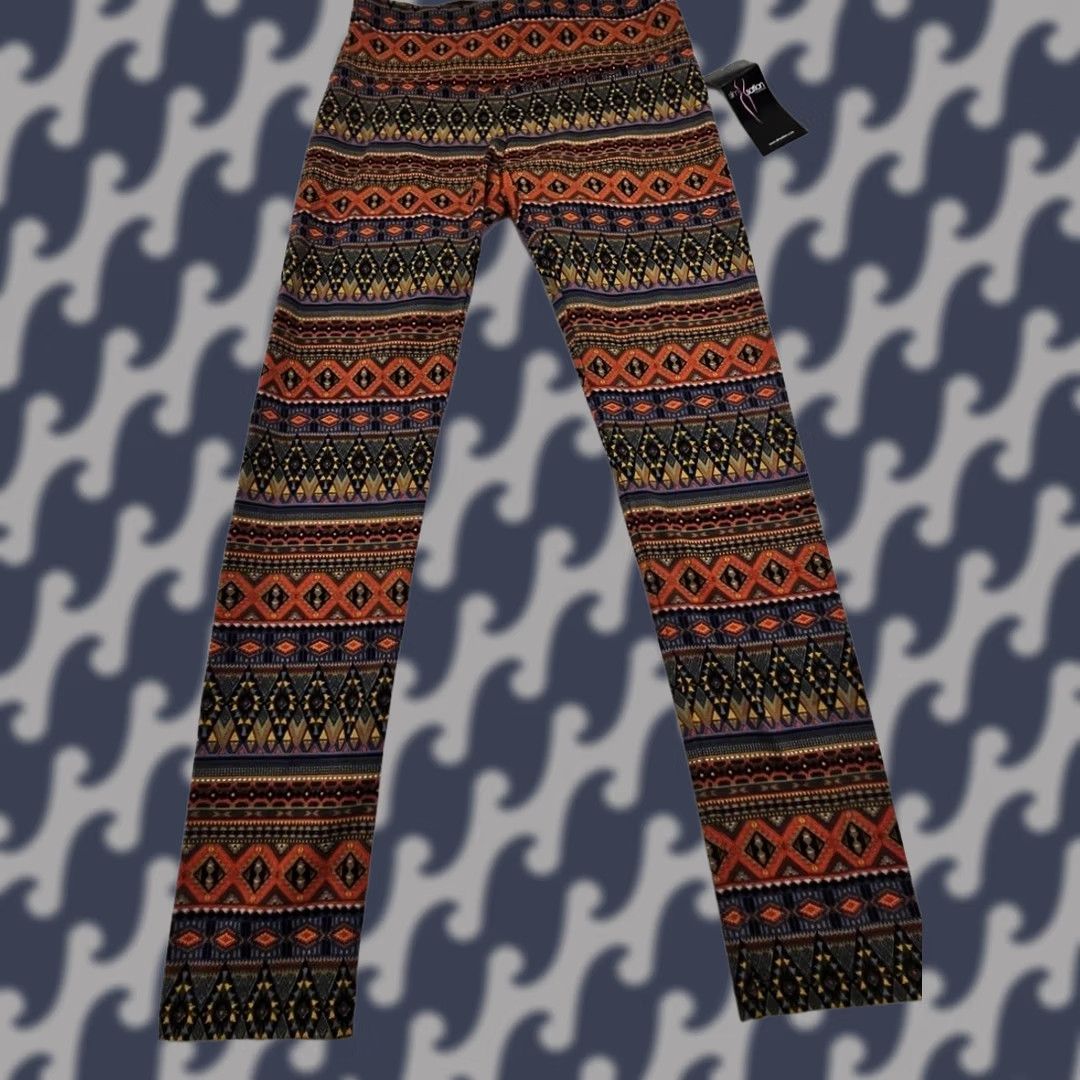 Vintage VINTAGE? Slim-Sation Pull On Pants Lot 2 Small Boho Paisley Aztec Stretch Slimming NWT Size 28" / US 6 / IT 42 - 1 Thumbnail