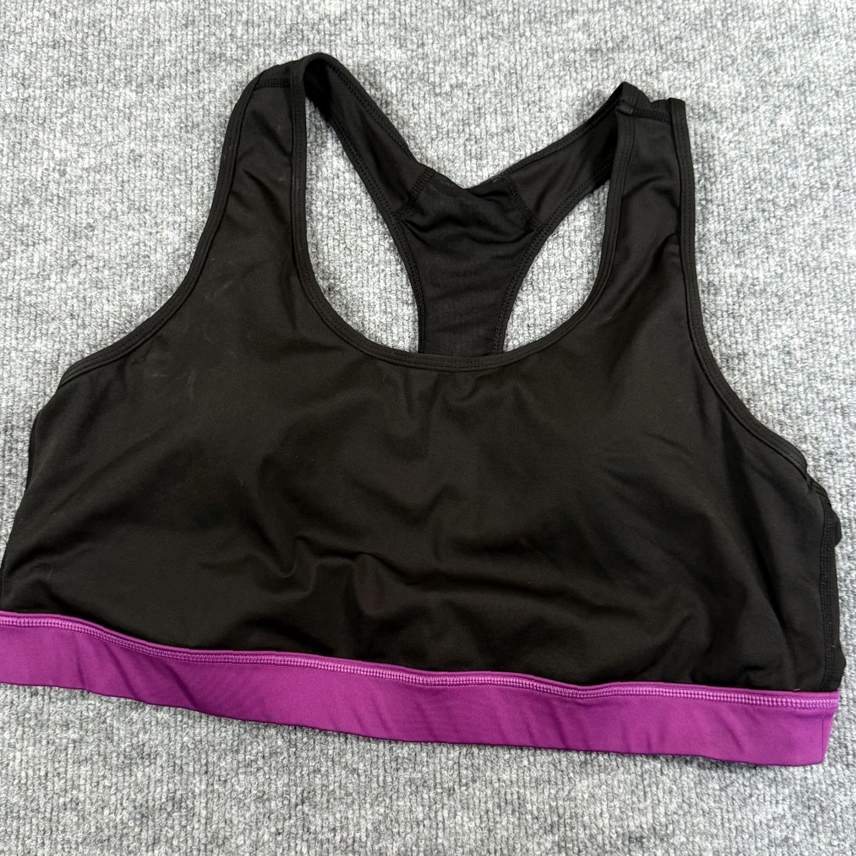 Vintage Rise Invincible LuLaRoe Sports Bra 2X Black Purple Racerback Athletic Gym Yoga Women's Size ONE SIZE - 2 Thumbnail