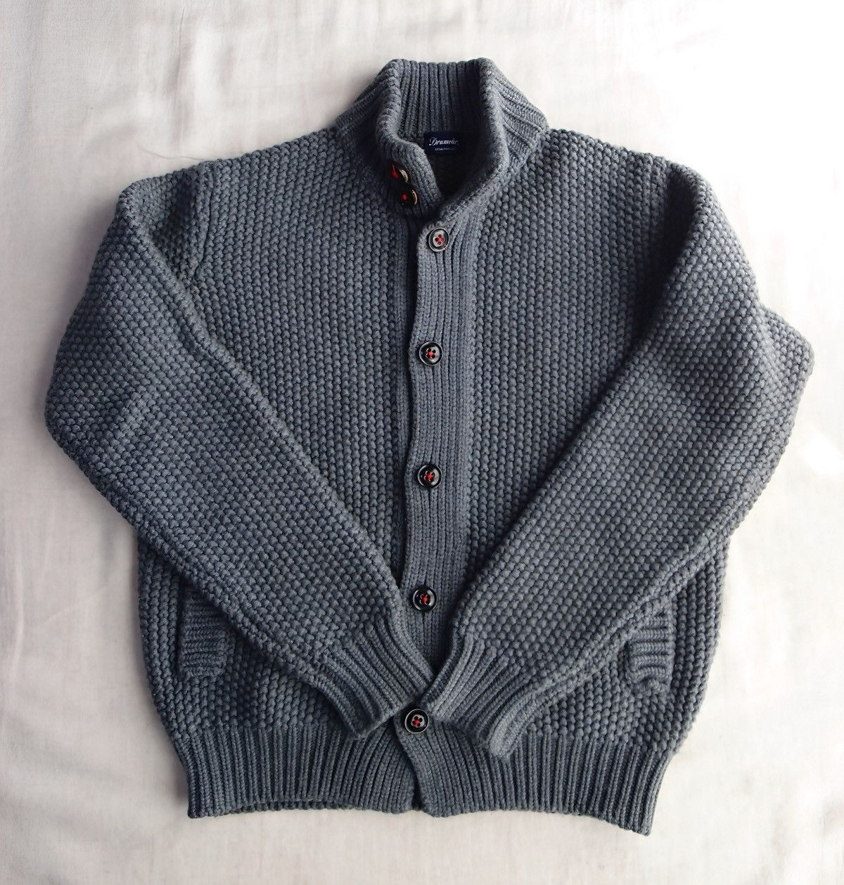 Drumohr Drumohr Low-Gauge Wool Knit Cardigan / Grey / Made in Italy Size US M / EU 48-50 / 2 - 1 Thumbnail