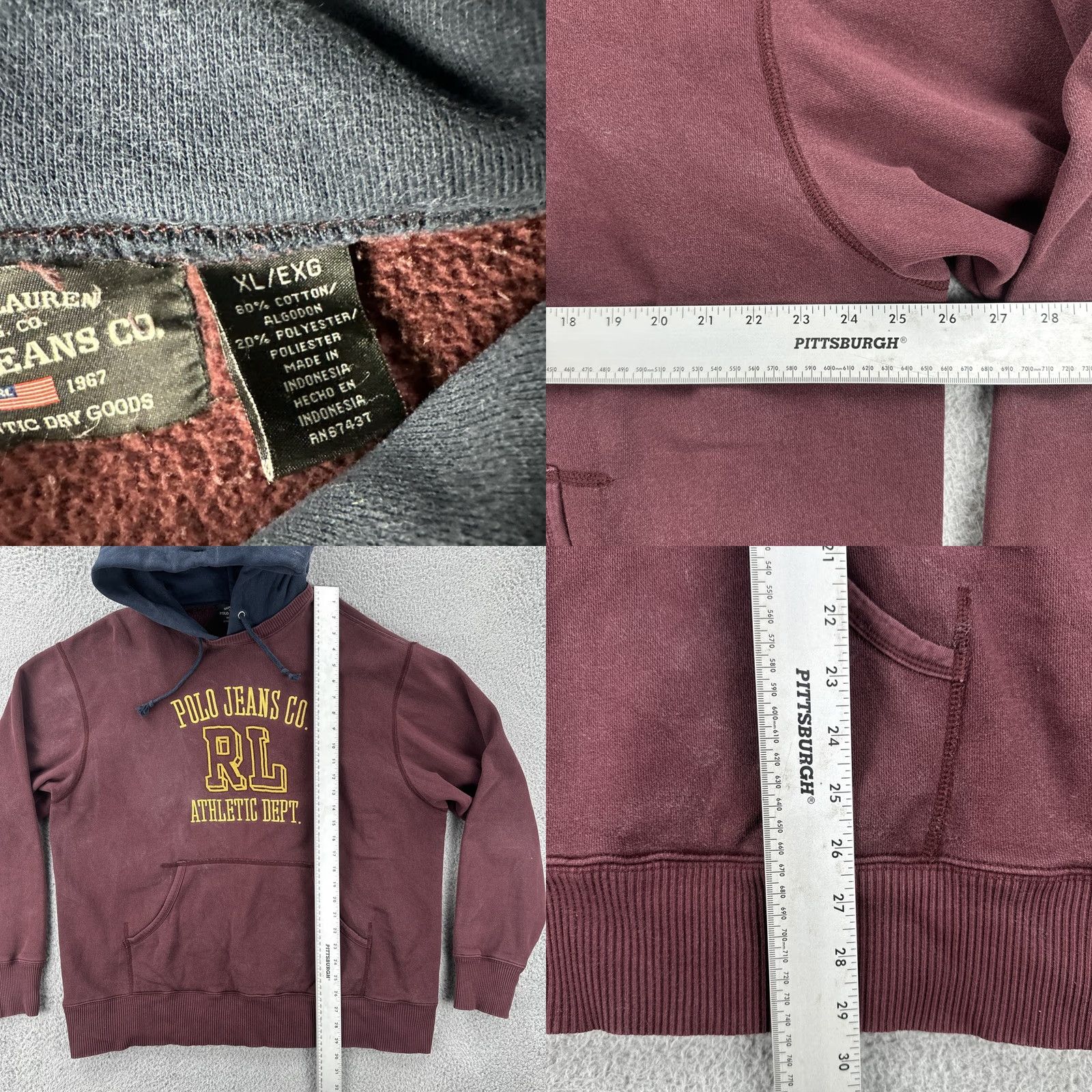 Polo Ralph Lauren VINTAGE Polo Ralph Lauren MFG Co. Polo Jeans Co. Hoodie XL Red Embroidered 90s Mens Size US XL / EU 56 / 4 - 8 Thumbnail