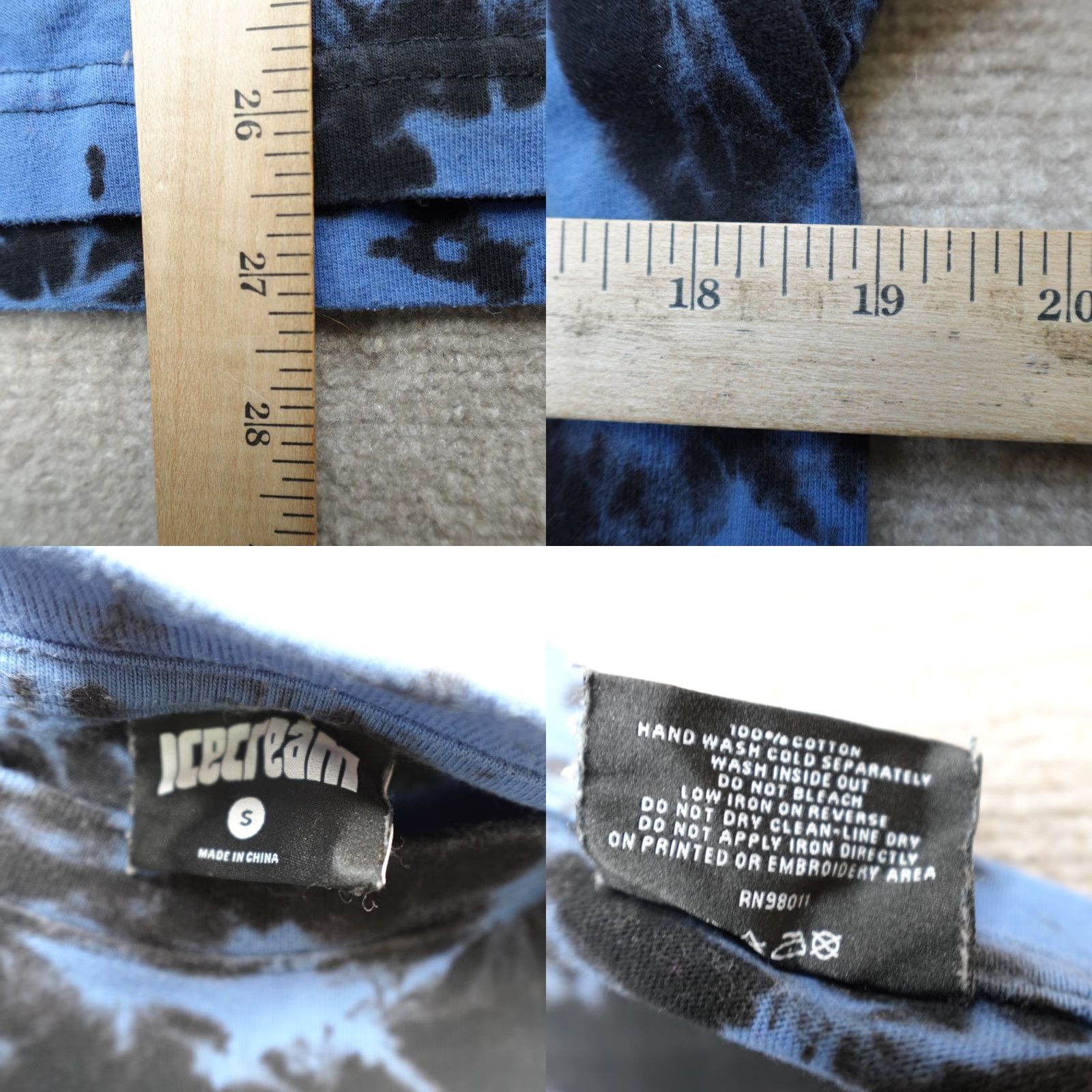 Vintage Icecream Shirt S Blue Double-Sided Tie Dye Graphic Print Crew Neck Short Sleeve Mens T-Shirt Size US S / EU 44-46 / 1 - 8 Thumbnail