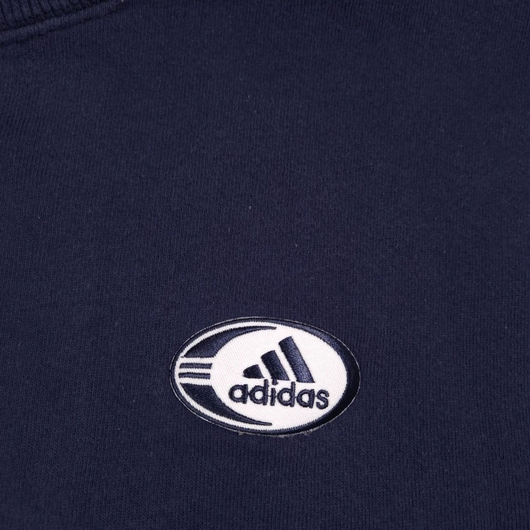 Adidas VINTAGE Adidas Sweater Mens XL Crewneck Pullover Navy Blue Three Stripe Logo Retro 00s Cotton Polyester Solid Knit Ribbed Cuffs Hem Size US XL / EU 56 / 4 - 4 Thumbnail