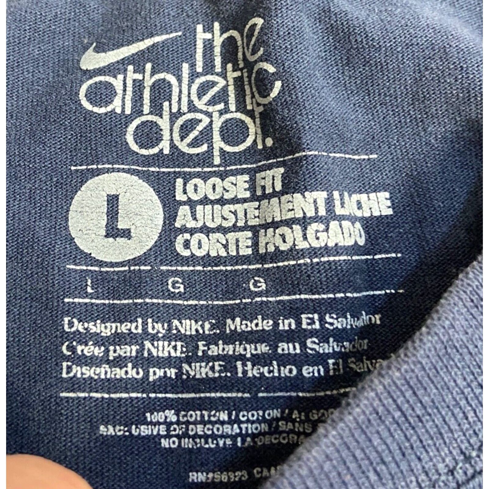 Nike Nike Shirt Mens L Navy Blue Tee Embroidered Swoosh Athletic Dept Size US L / EU 52-54 / 3 - 3 Thumbnail