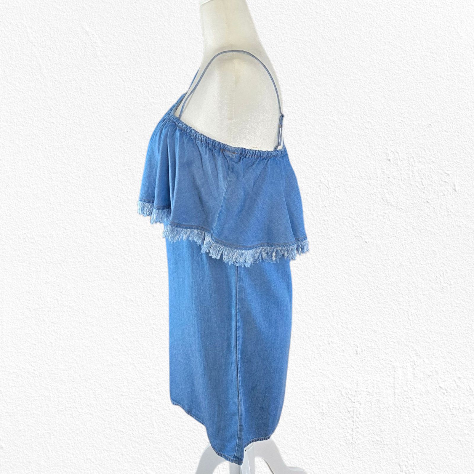 Splendid Splendid One Shoulder Ruffle Fringe Chambray Dress Size L Size L / US 10 / IT 46 - 5 Thumbnail