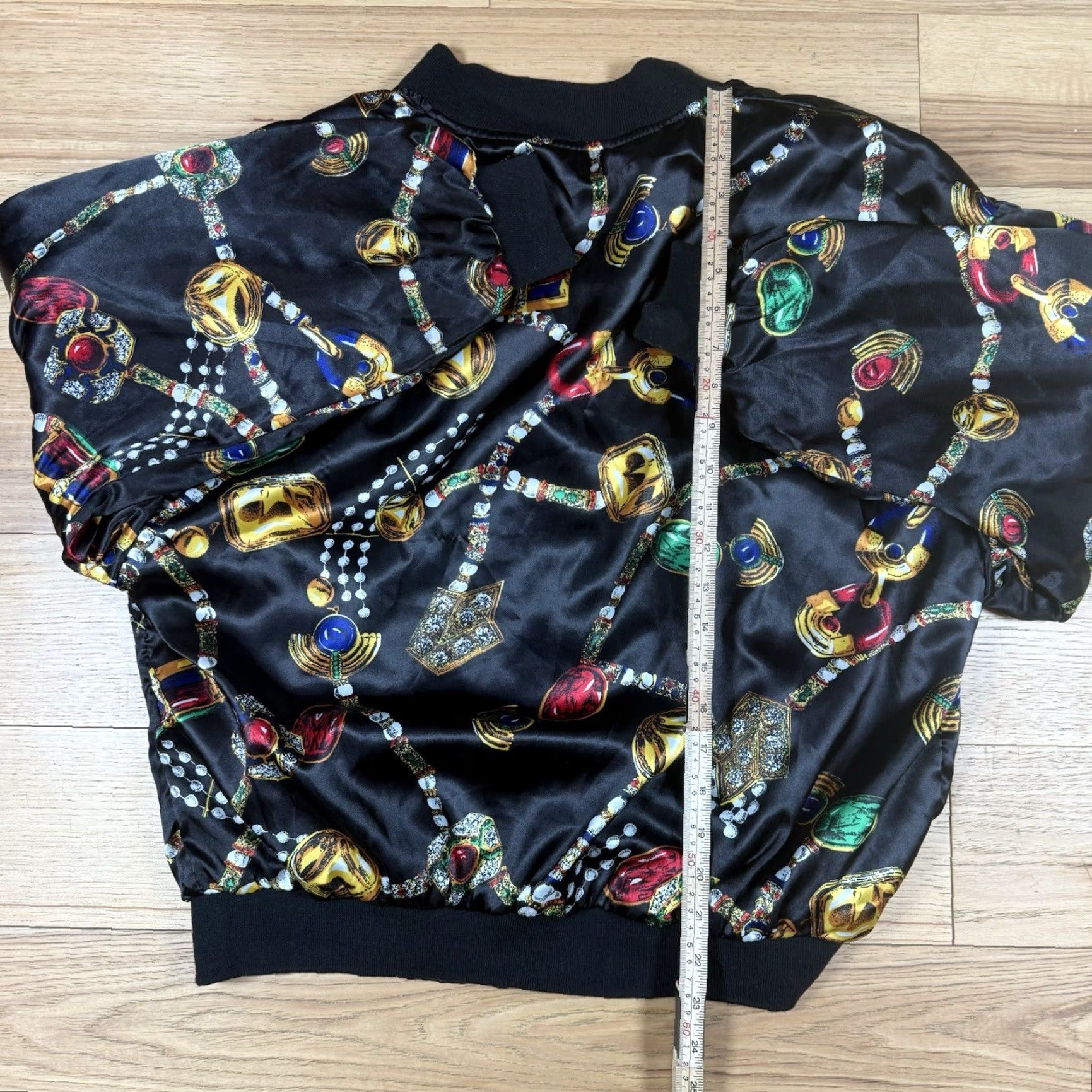 Gloria Vanderbilt VINTAGE Gloria Vanderbilt Bomber Jacket Women Large Black 80s Zip Up Jewel AOP Womens L Jacket Size L / US 10 / IT 46 - 7 Thumbnail