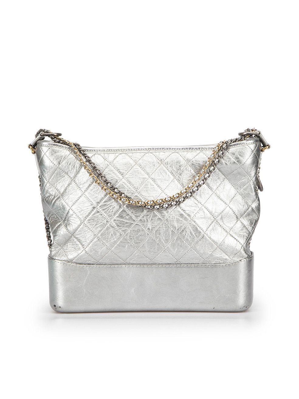 CHANEL 2018 Gabrielle Hobo bag in silver leather with …