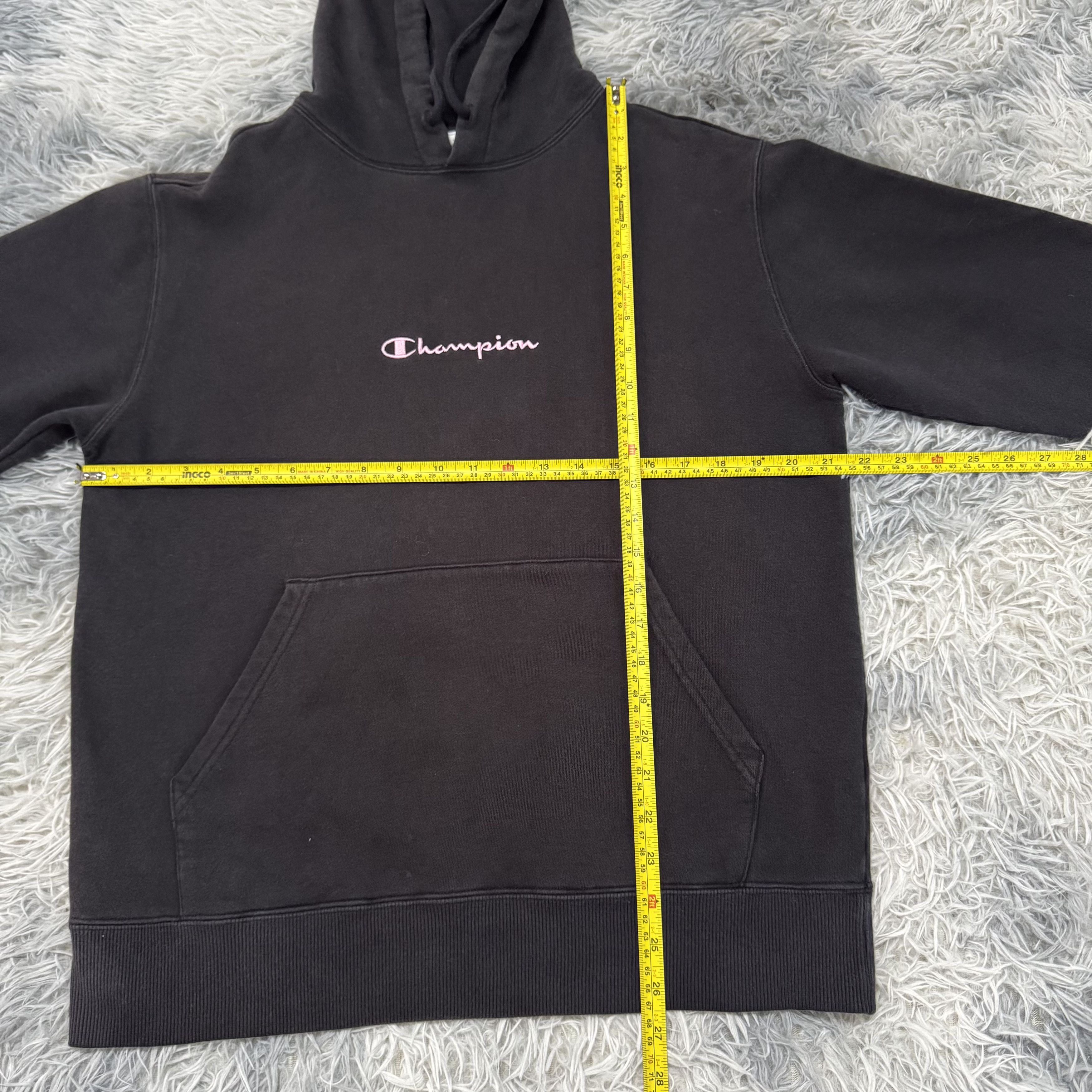 Sun Faded Champion Hoodie Sweatshirt Centre Logo Streetwear