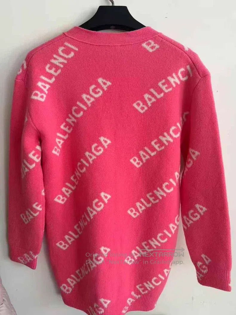 Balenciaga Balenciaga Pink Barrage Logo Wool Cardigan Size US XS / EU 42 / 0 - 2 Thumbnail