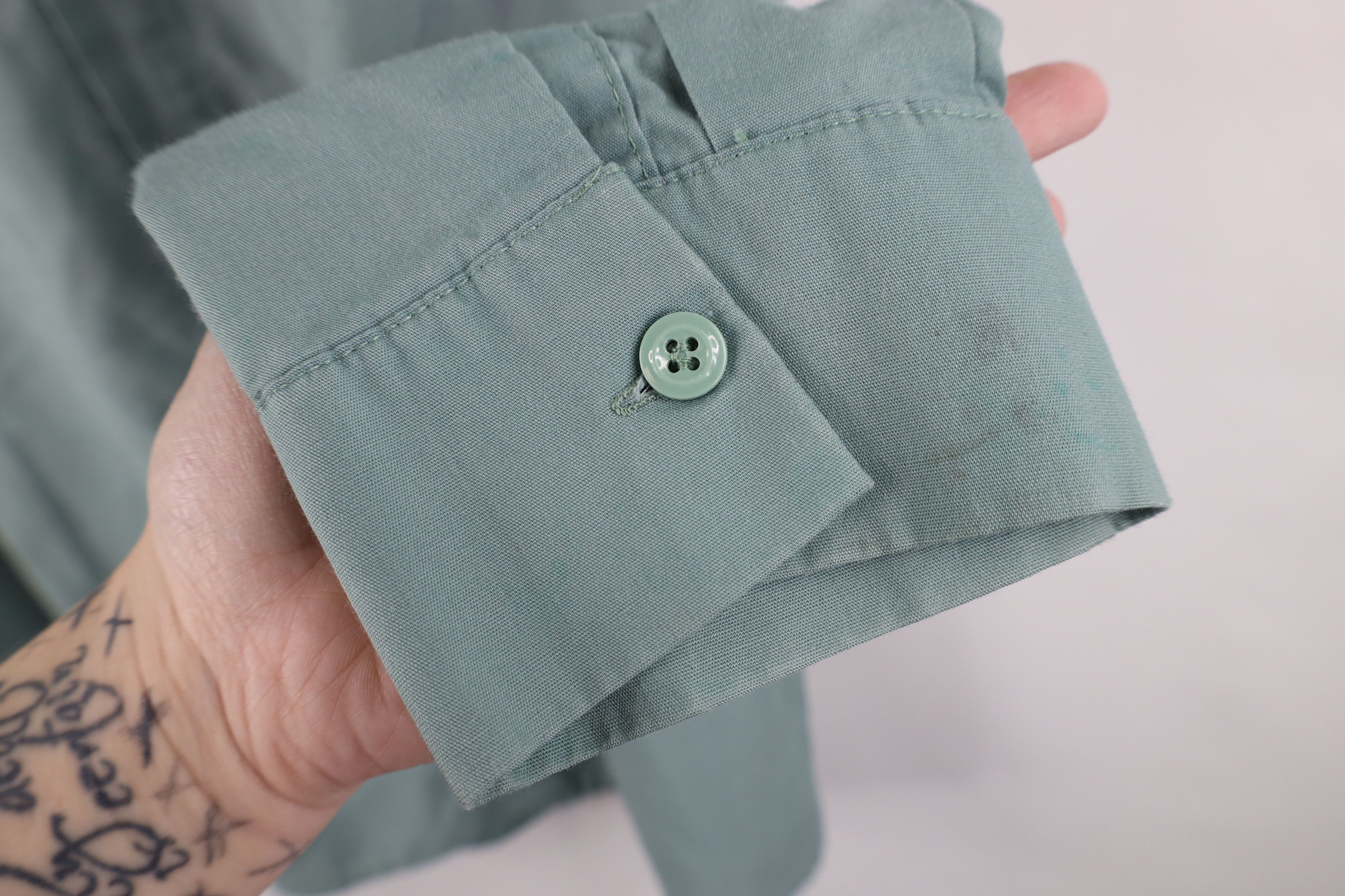 Vintage Vintage 70s Streetwear Mechanic Button Shirt Teal USA Size US M / EU 48-50 / 2 - 12 Thumbnail