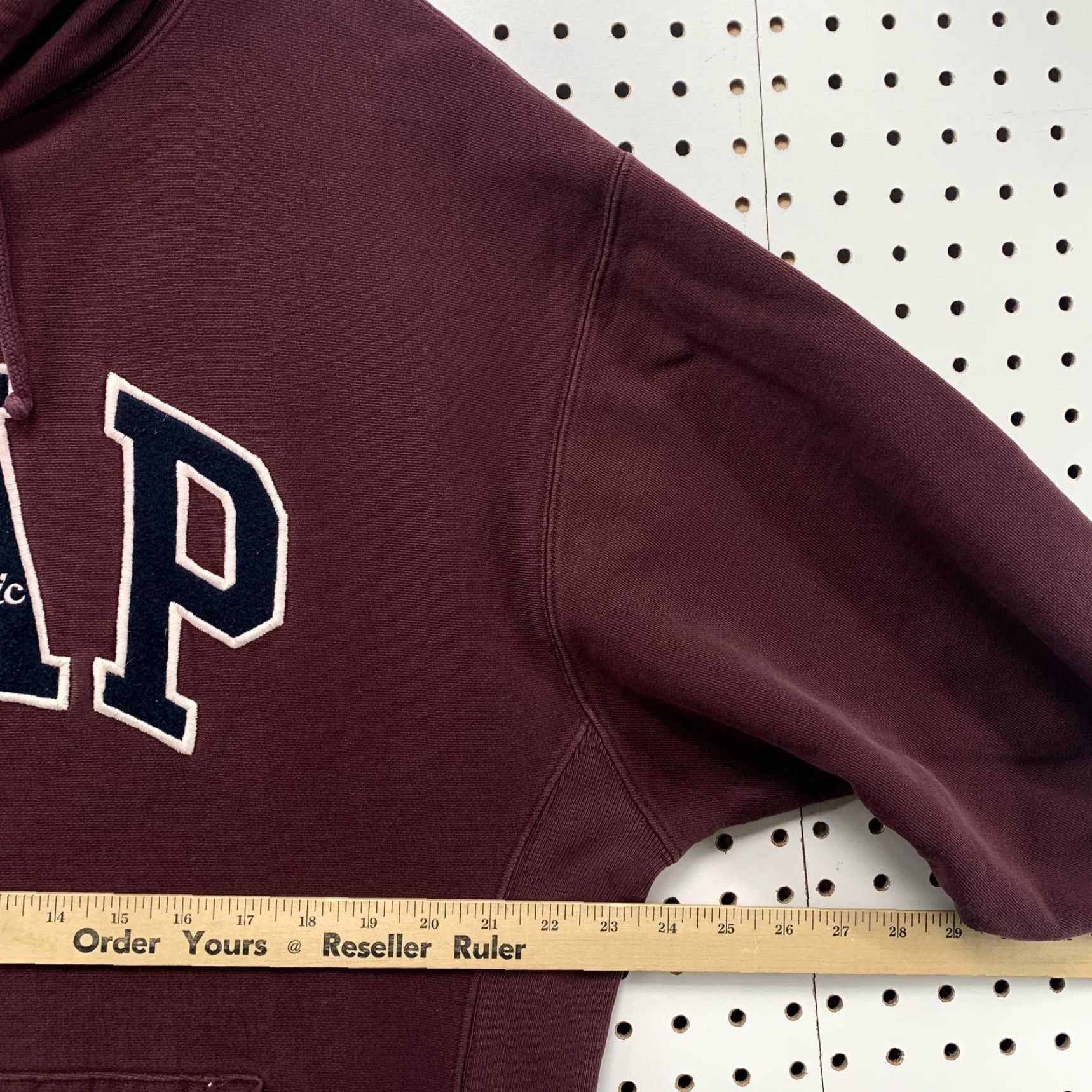 Gap VINTAGE GAP Mens Hoodie Sweatshirt Maroon M Pullover Embroidered Spellout Arch Hooded Sweatshirt Mens Size US M / EU 48-50 / 2 - 4 Thumbnail