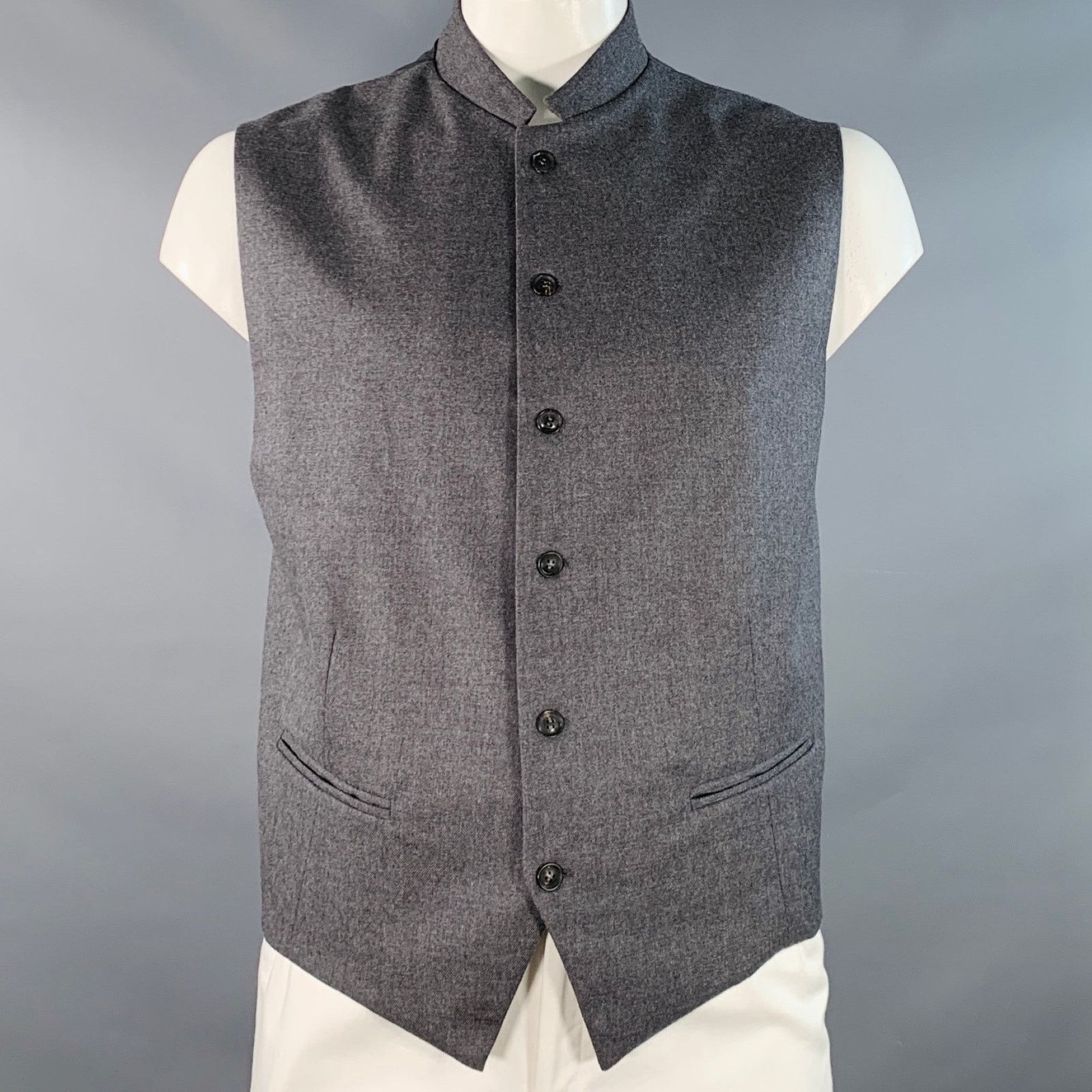 Other ALAN BILZERIAN L Grey Heather Twill Wool Nehru Collar Vest Size 40R - 1 Thumbnail