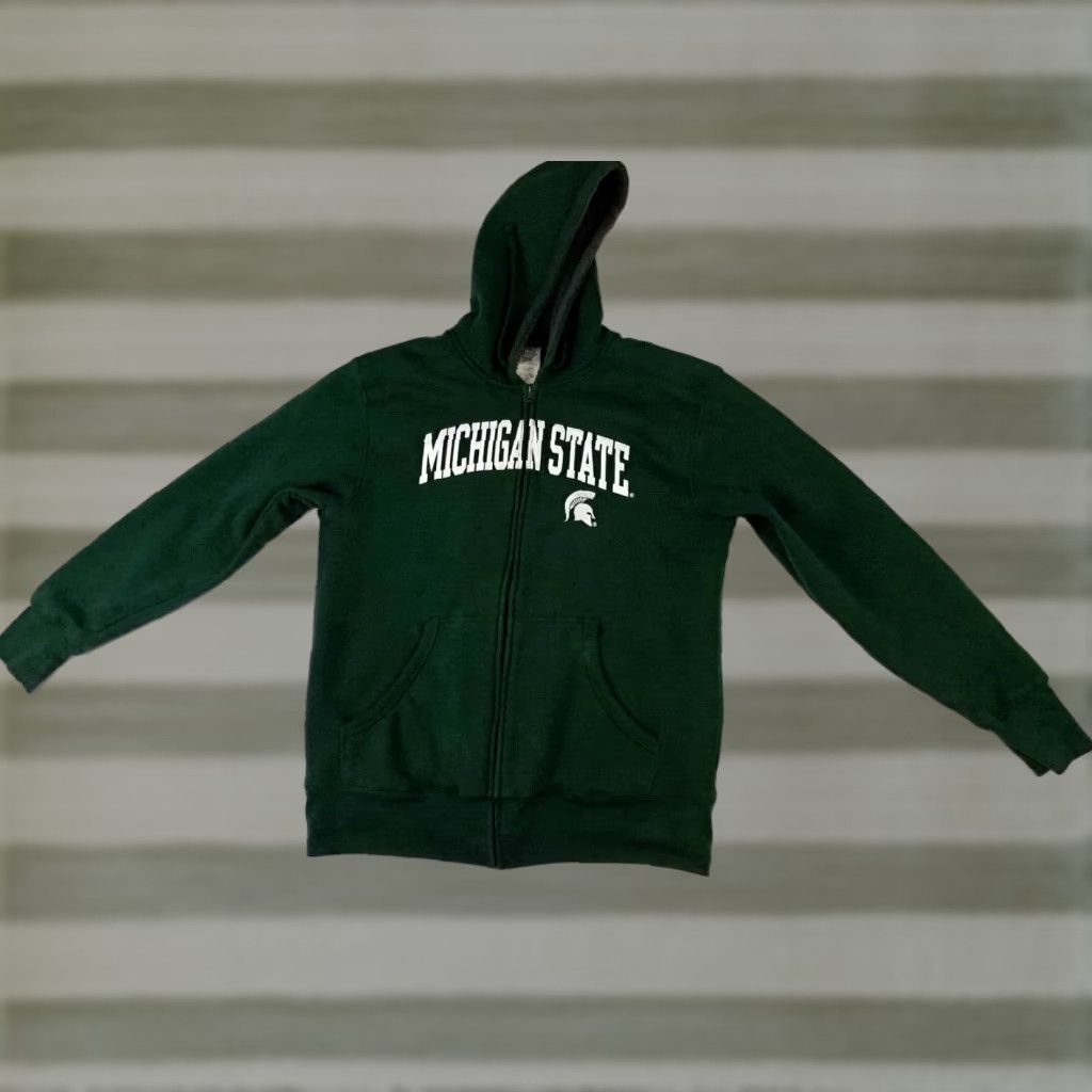 Vintage VINTAGE Michigan State Spartans Zip-Up Insulated Hooded Jacket M Green Proedge Basketball Hoodie Mens Womens Unisex Adults Size US M / EU 48-50 / 2 - 1 Thumbnail