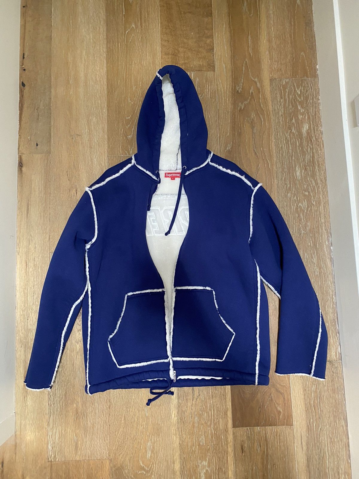 Supreme Supreme F/W 21 blue Faux Shearling Hooded Jacket Size US M / EU 48-50 / 2 - 1 Thumbnail
