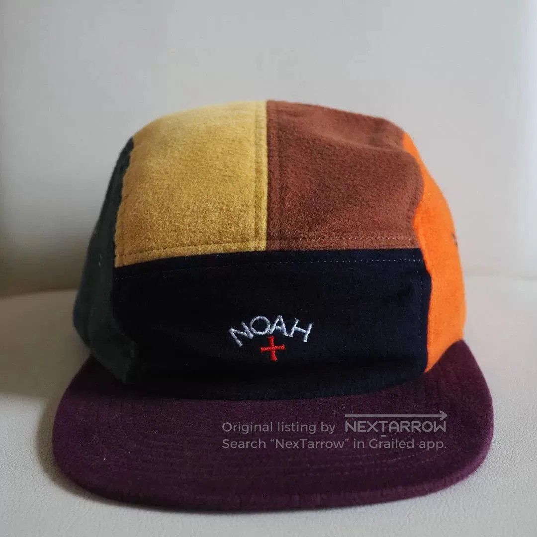 noah multicolor camp cap with leather strap.