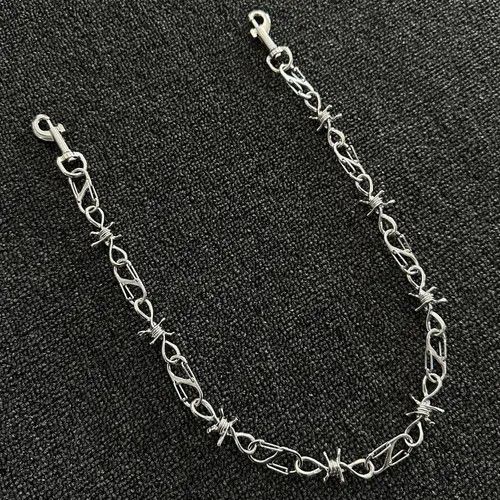 Jewelry 589Silver Barbed Wire Wallet Chain, Edgy Metal Link Chain Size ONE SIZE - 1 Thumbnail