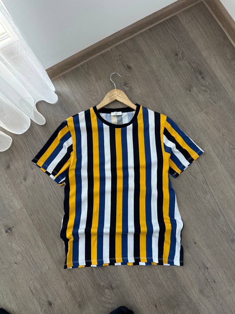 Sandro × Vintage Vintage Sandro Stripeded Yellow T-Shirt Size US S / EU 44-46 / 1 - 2 Thumbnail