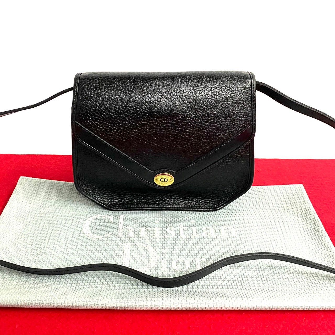 image of Dior Leather Logo Crossbody Bag in Black, Women's