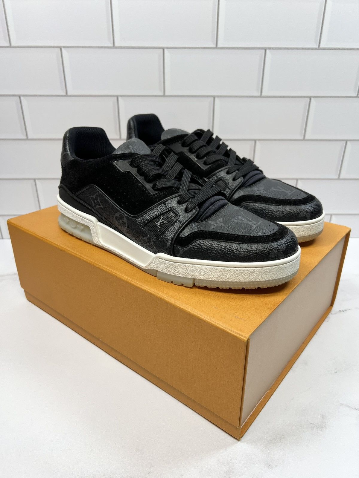 LV Louis Vuitton Leather Suede Trainer Trainers Men Sneakers