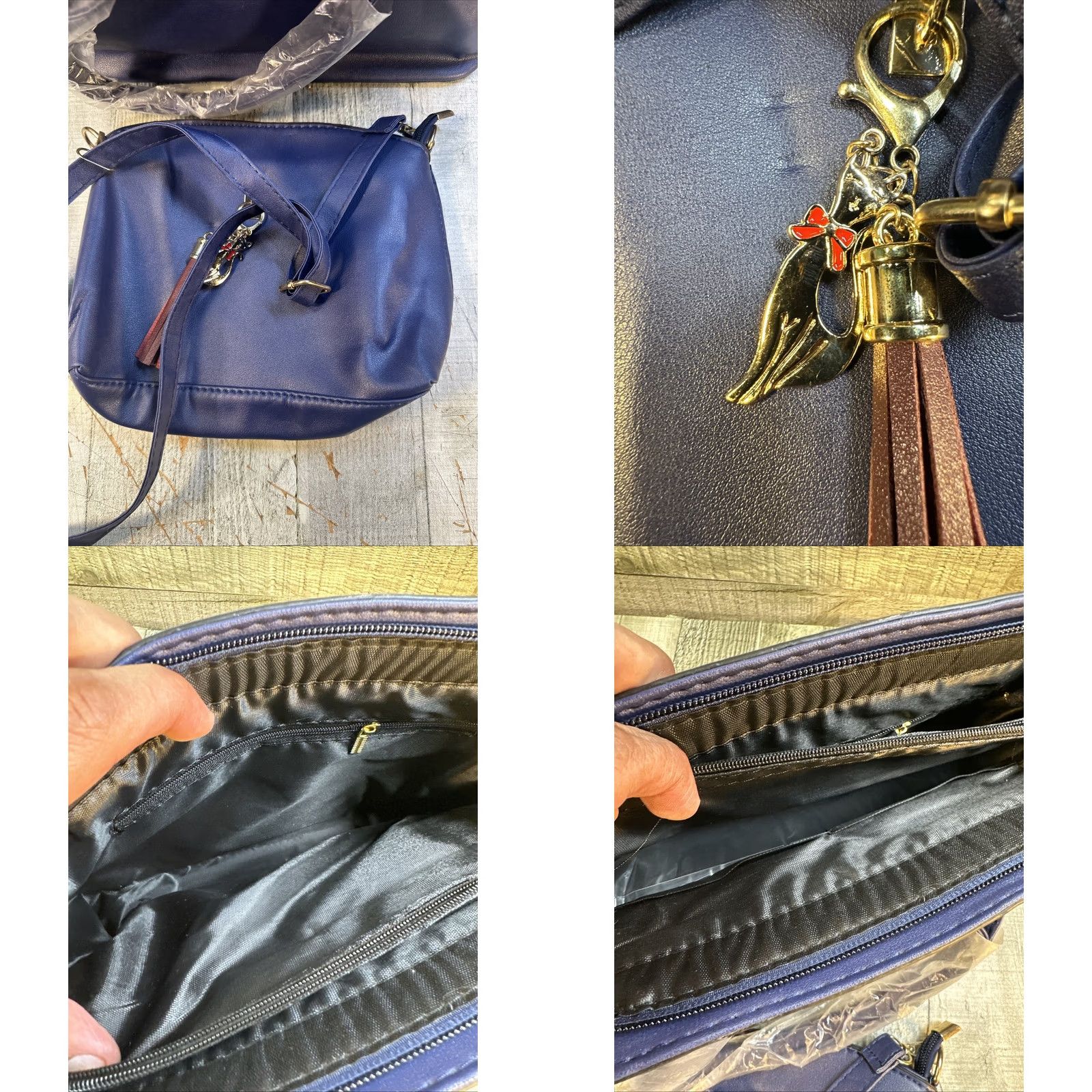 Vintage VINTAGE Darbaoly Purse Handbag Blue Two Piece Top Handle Bag Womens Purse Bag Faux Leather Size ONE SIZE - 8 Thumbnail