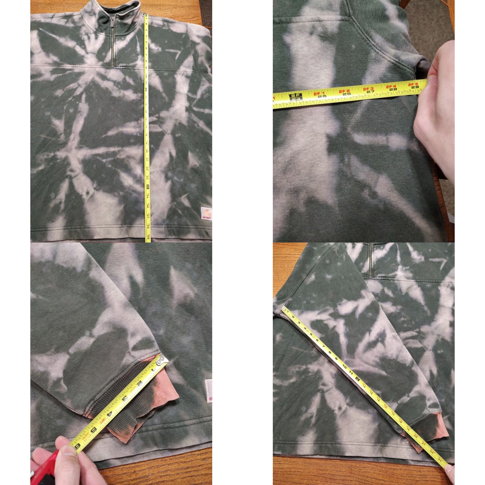 Carhartt VINTAGE Carhartt Mens XL Green 1/4 Zip Sweatshirt Acid Wash Tie Dye Size US XL / EU 56 / 4 - 8 Thumbnail