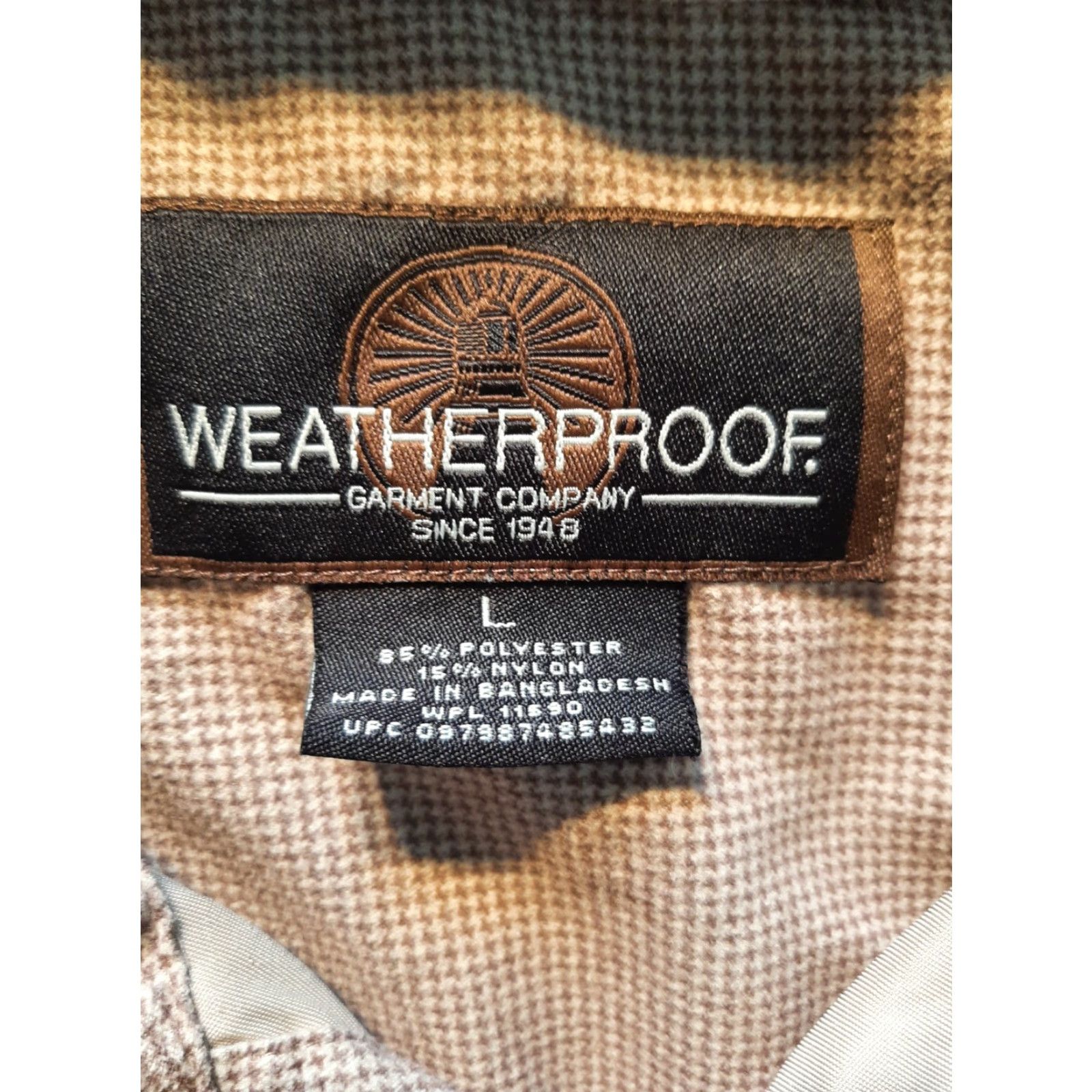 Weatherproof Weatherproof Shirt Mens Long Sleeve Large Brown Tan Pocket Collar Size US L / EU 52-54 / 3 - 2 Thumbnail