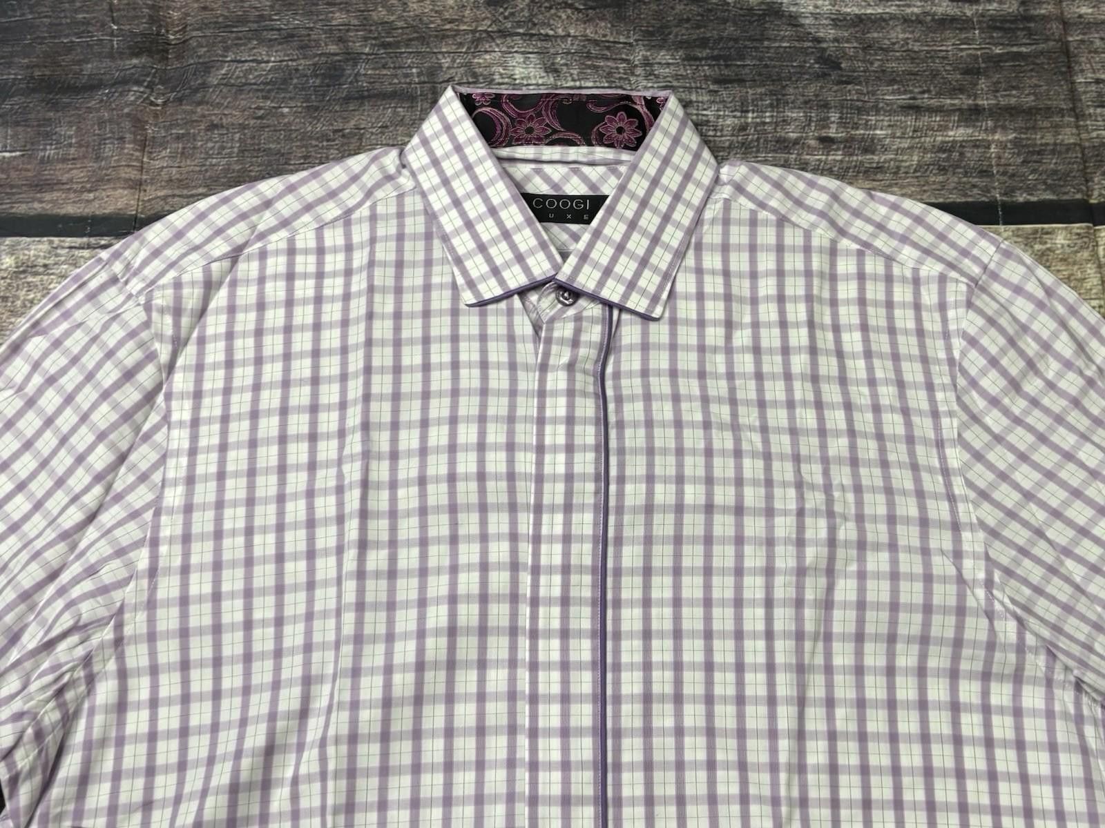Coogi Coogi Luxe Dress Shirt Mens Large 15.5/17 Flip Check Purple Size 38R - 5 Thumbnail