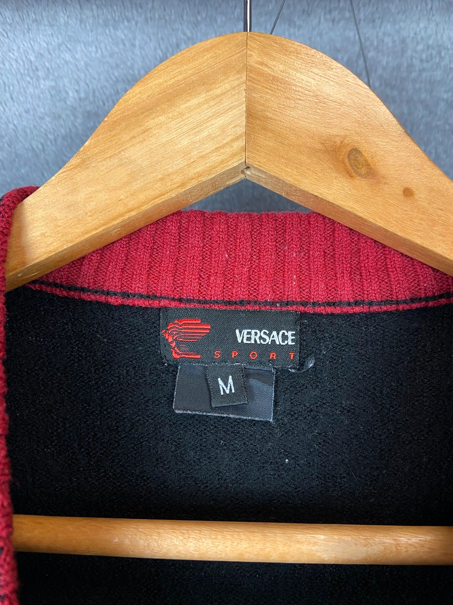 Versace Sweater Versace Sport black red stripe patch vintage knit Size US M / EU 48-50 / 2 - 3 Thumbnail