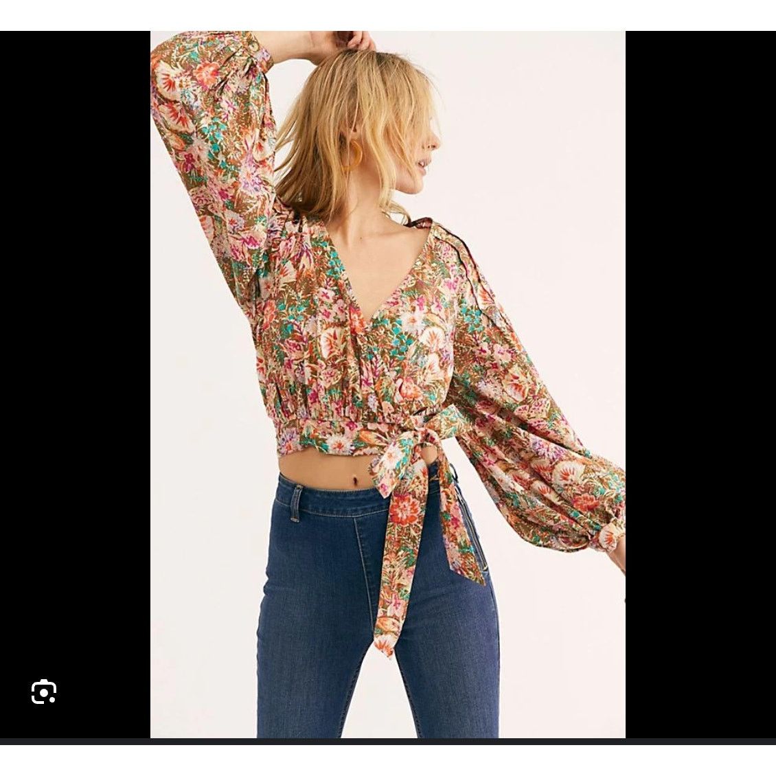 Free People Free People Floral Garden Print Balloon Puff Sleeve Wrap Top Size M / US 6-8 / IT 42-44 - 1 Thumbnail