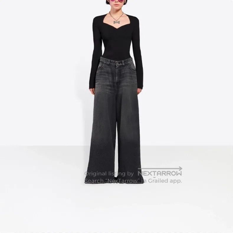 Balenciaga Balenciaga Wide Leg Washed Denim Pants Size US 29 - 3 Thumbnail
