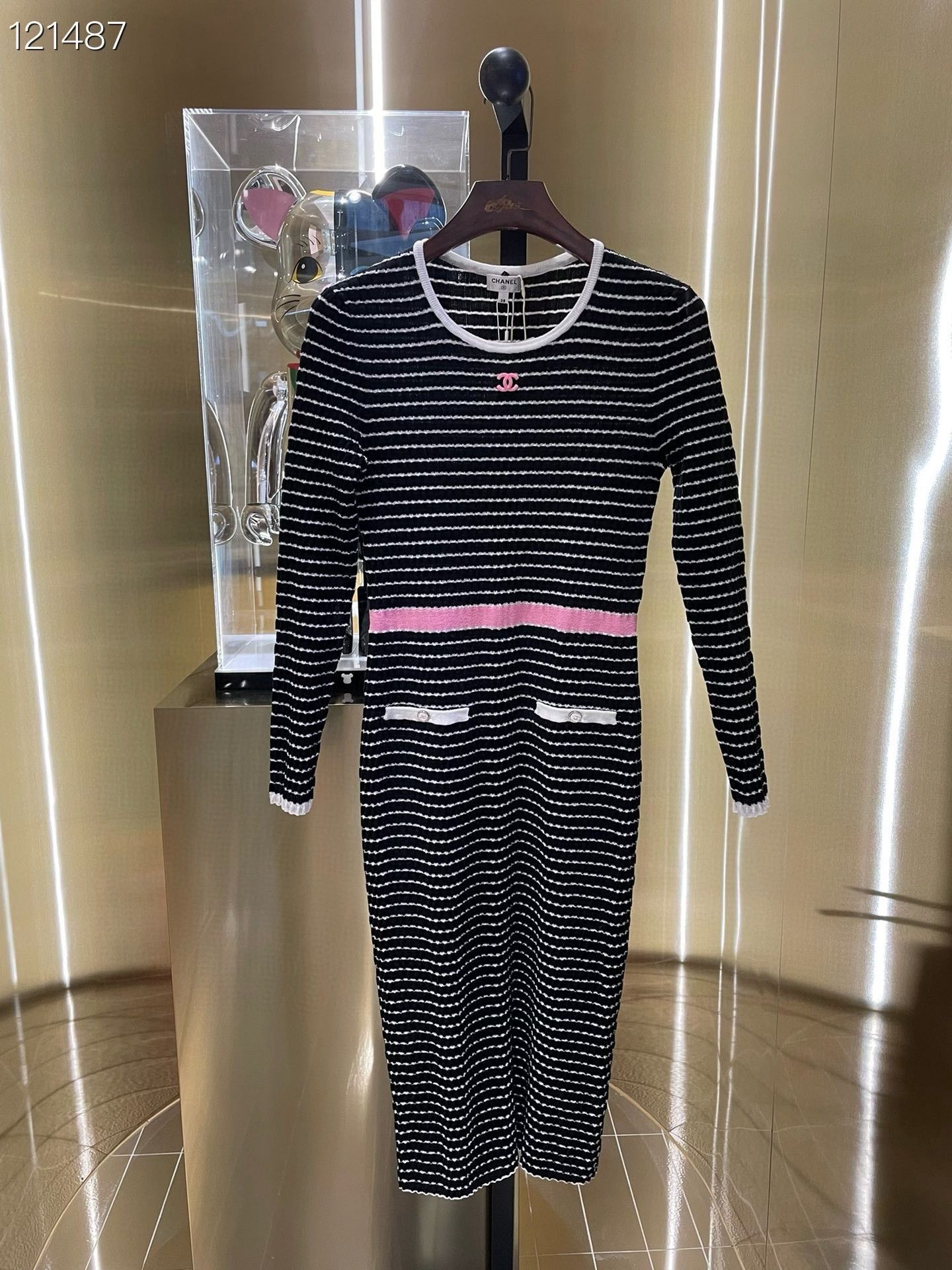 Chanel Chanel Black White Stripe Knit Dress Size S / US 4 / IT 40 - 1 Thumbnail