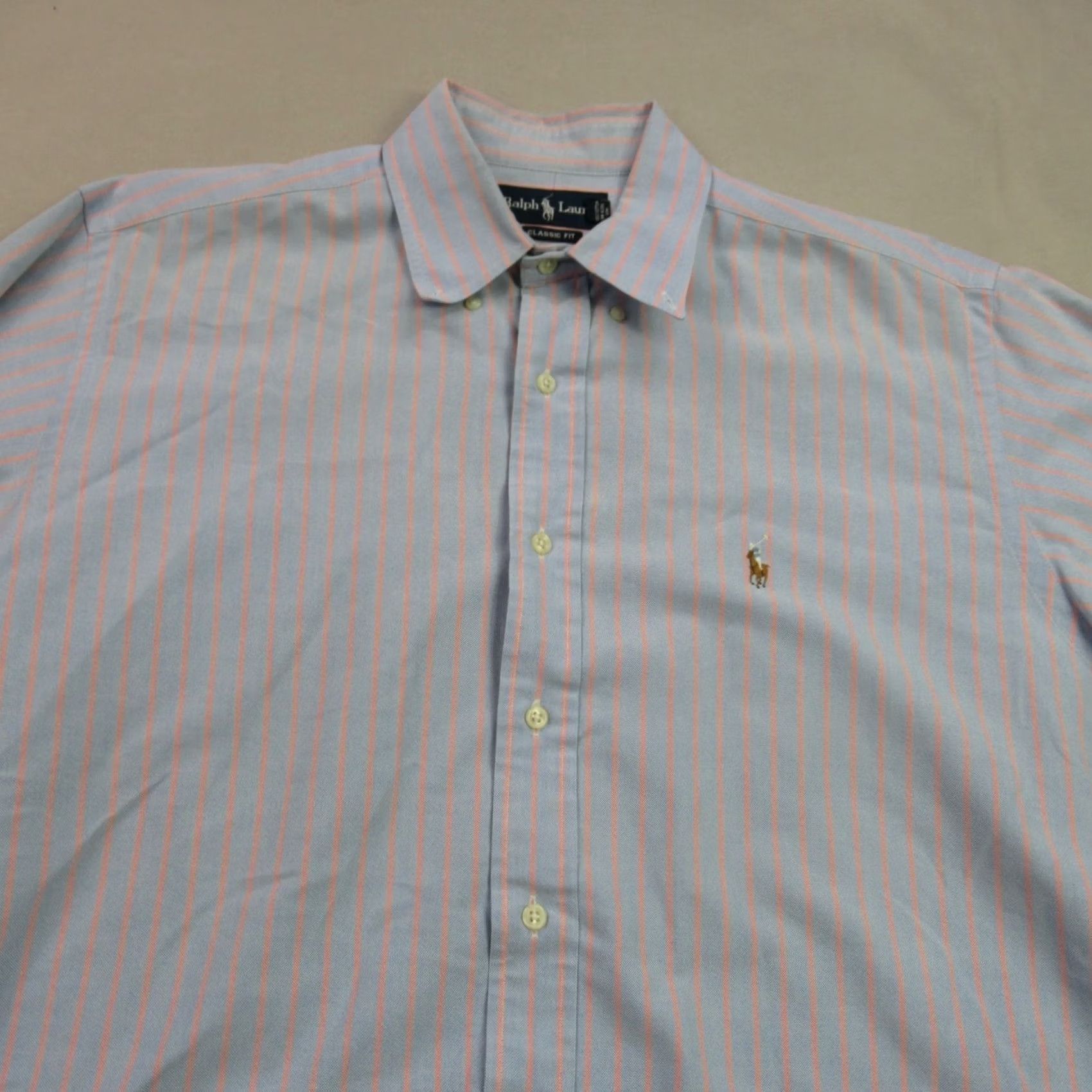 Polo Ralph Lauren Ralph Lauren Shirt Mens Long Sleeve Button Front Stripes Classic Orange Multicolor 100% Cotton Knit with Logo, Embroidered, Pocket, Regular Fit, L Size US L / EU 52-54 / 3 - 3 Thumbnail