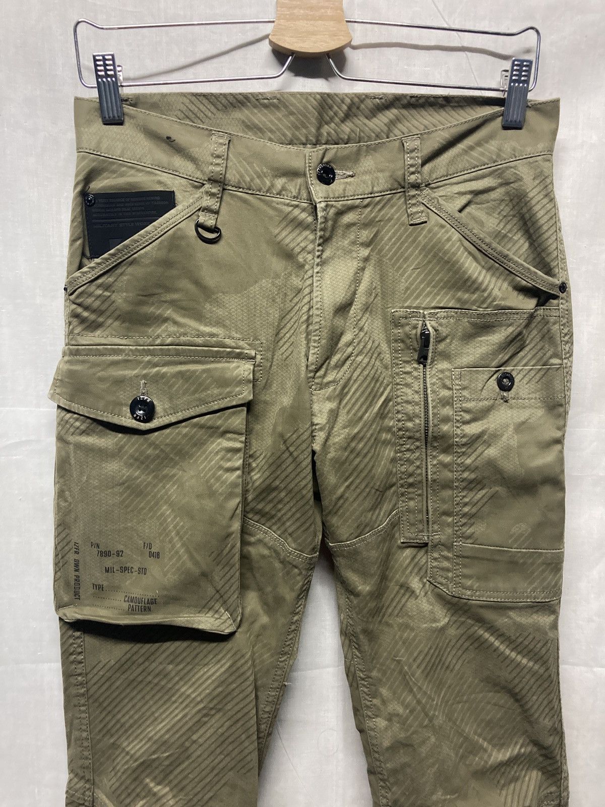 image of Military Iz Frontier Multipocket Camo Skinny Tactical Pants in Olive Green, Men's (Size 30)
