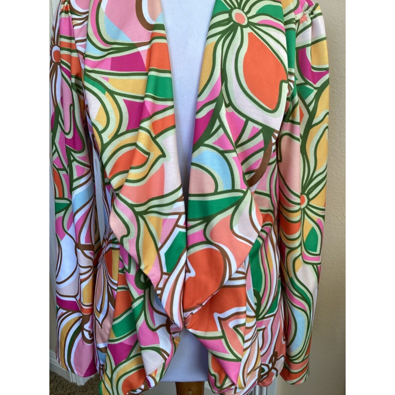 Other HEIMISH USA RETRO 70'S NEON FLORAL OPEN FRONT CARDIGAN SZ 1X Size XXL / US 16-18 / IT 52-54 - 2 Thumbnail