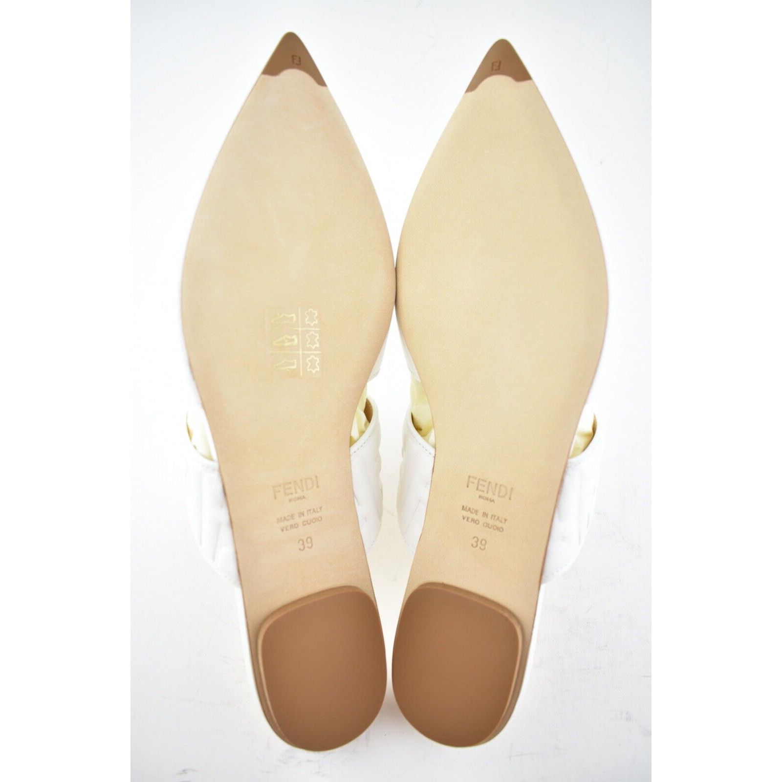 Fendi Fendi Motif FF Logo Snow White Leather Pointed Toe Ballerina Size US 9 / IT 39 - 12 Thumbnail