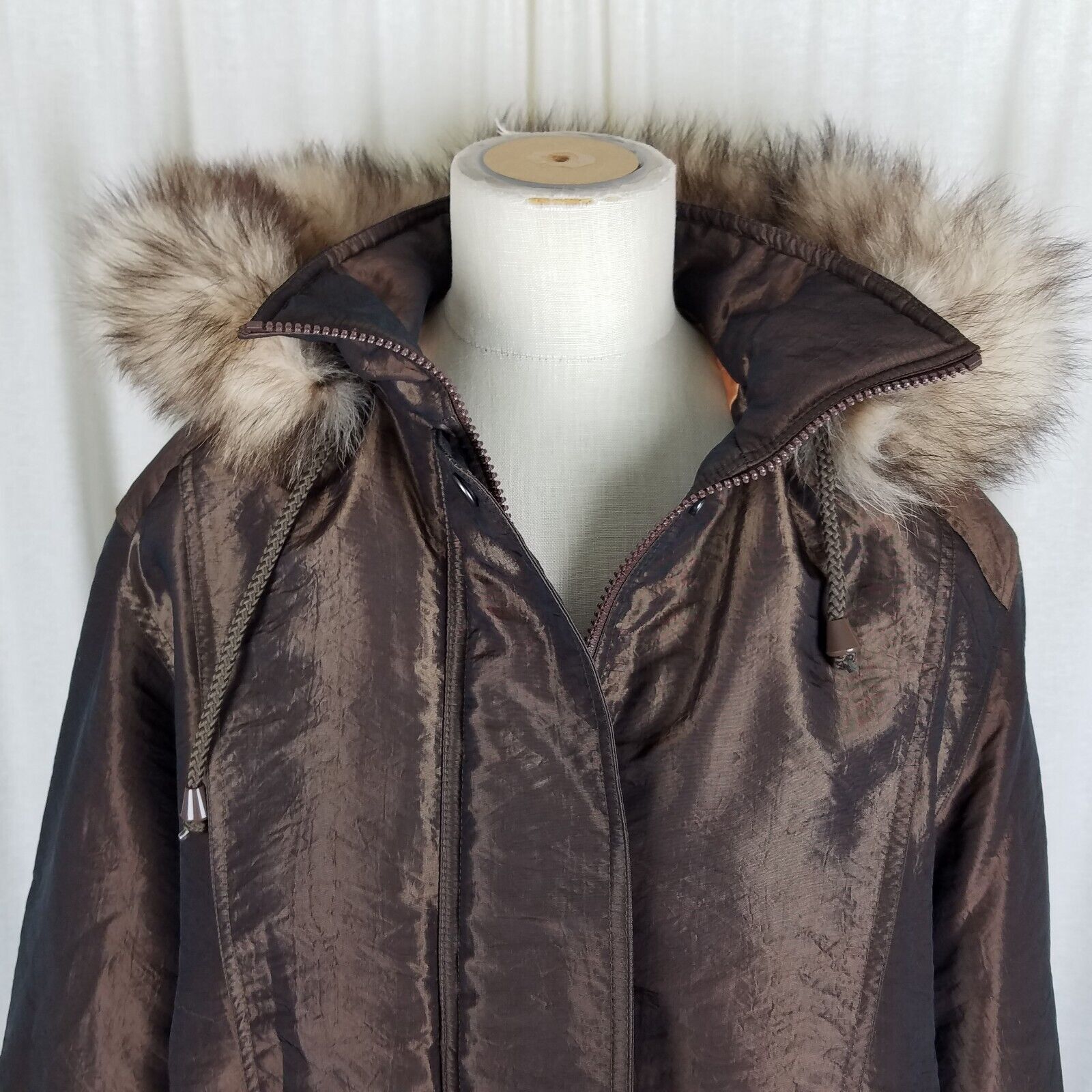 Vintage JGHook Faux Fur Hooded Winter Jacket Metallic Puffer Parka 6 Size M / US 6-8 / IT 42-44 - 2 Thumbnail