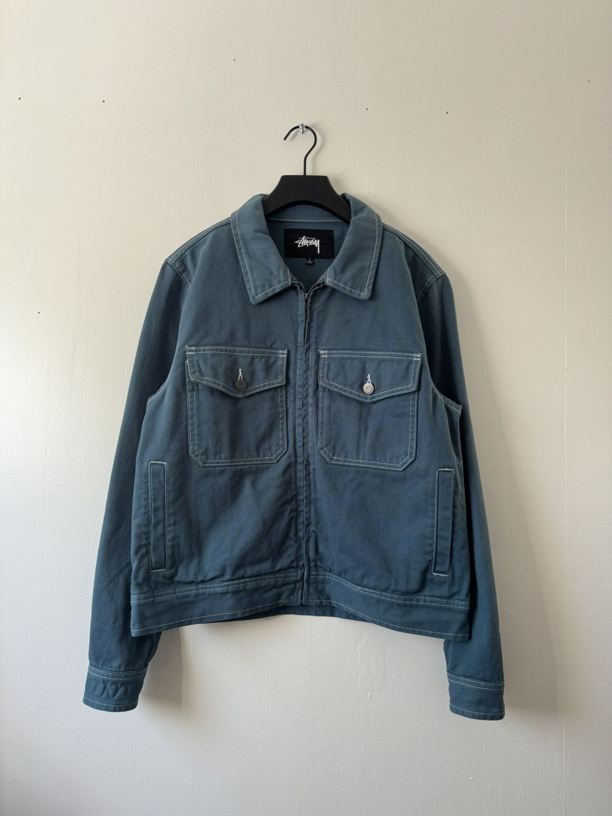 image of Teal Stussy Work Jacket, Men's (Size Small)