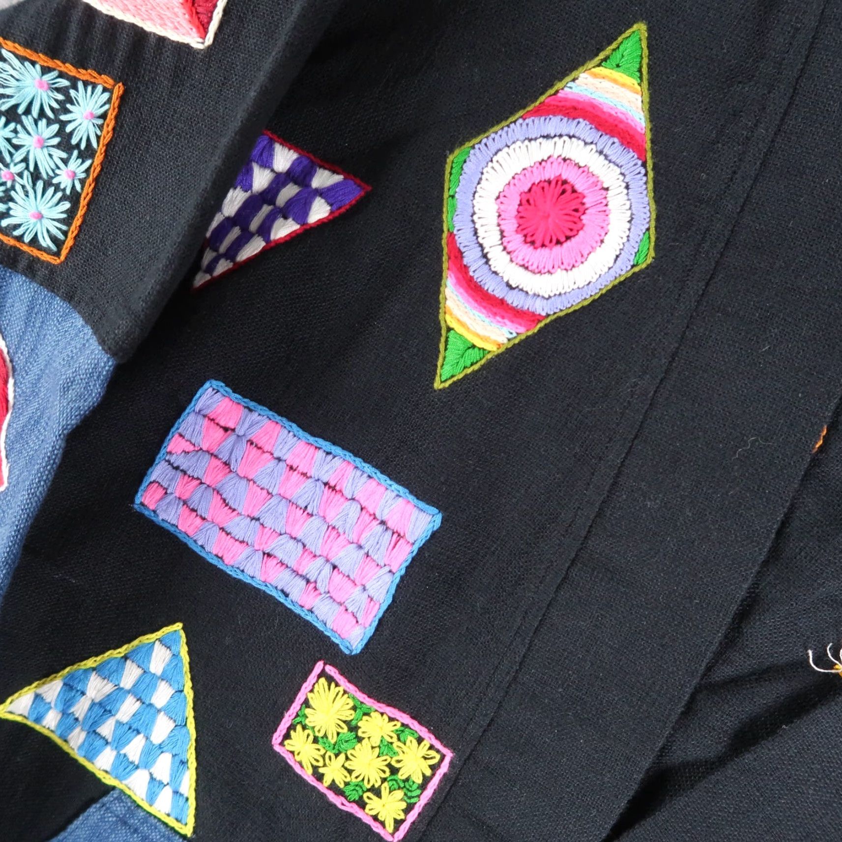 Vintage Handmade Cardigan Women One Size Black Hand Embroidered From Thailand Size ONE SIZE - 7 Thumbnail