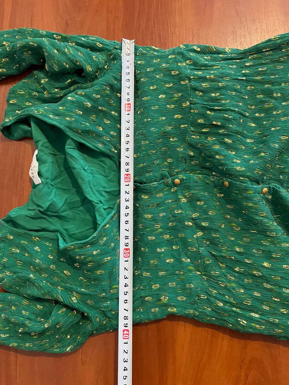 Sezane SEZANE PARIS AVEC AMOUR SILK GREEN GOLD EDITION DRESS SZ 40 Size S / US 4 / IT 40 - 17 Thumbnail