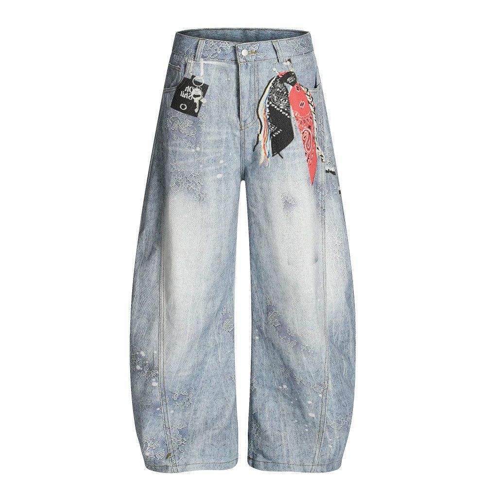 Jean Men's old washed digital printed square scarf machete jeans Size US 32 / EU 48 - 1 Thumbnail