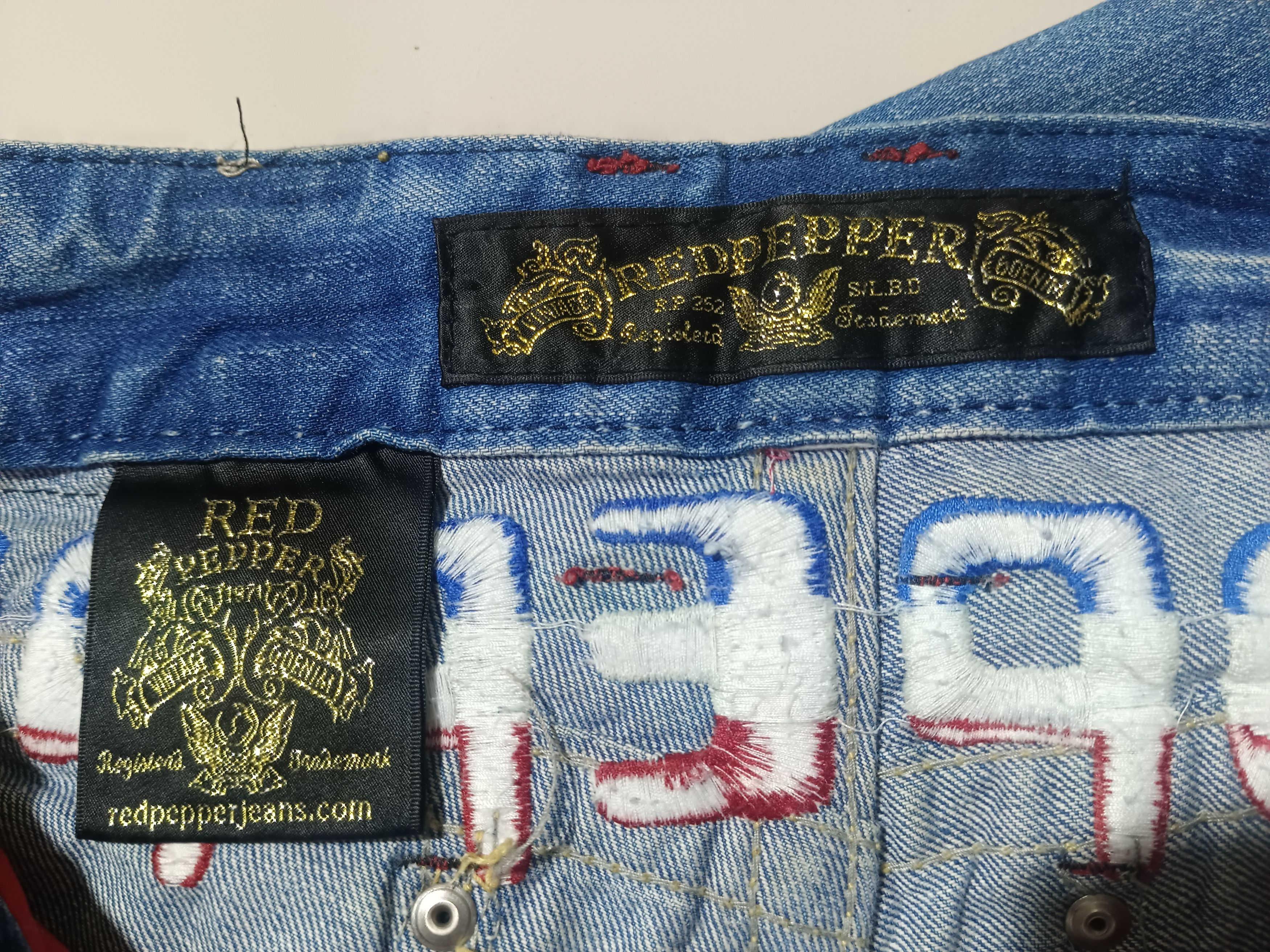 If Six Was Nine × Le Grande Bleu (L.G.B.) FLARE JEANS RED PEPPER DISTRESSED DENIM BOOT CUT PANTS Size US 28 / EU 44 - 15 Thumbnail