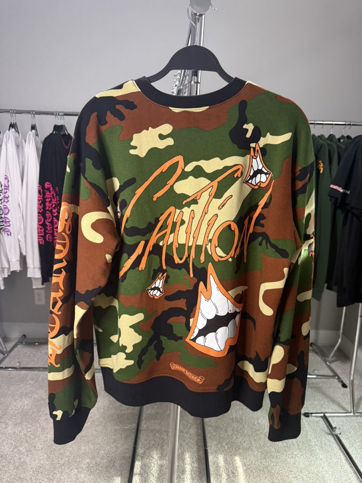 Chrome Hearts Chrome Hearts Camo Caution Crewneck Size US L / EU 52-54 / 3 - 1 Thumbnail
