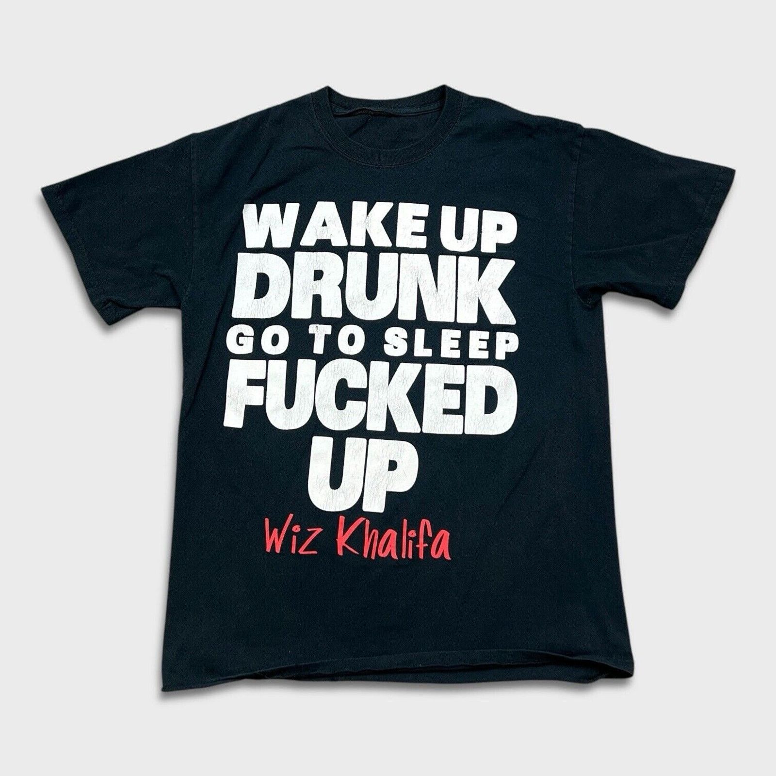 Rap Tees × Vintage × Wiz Khalifa Wiz Khalifa T Shirt Wake Up Drunk Short Sleeve Rap Tee Size US S / EU 44-46 / 1 - 1 Thumbnail