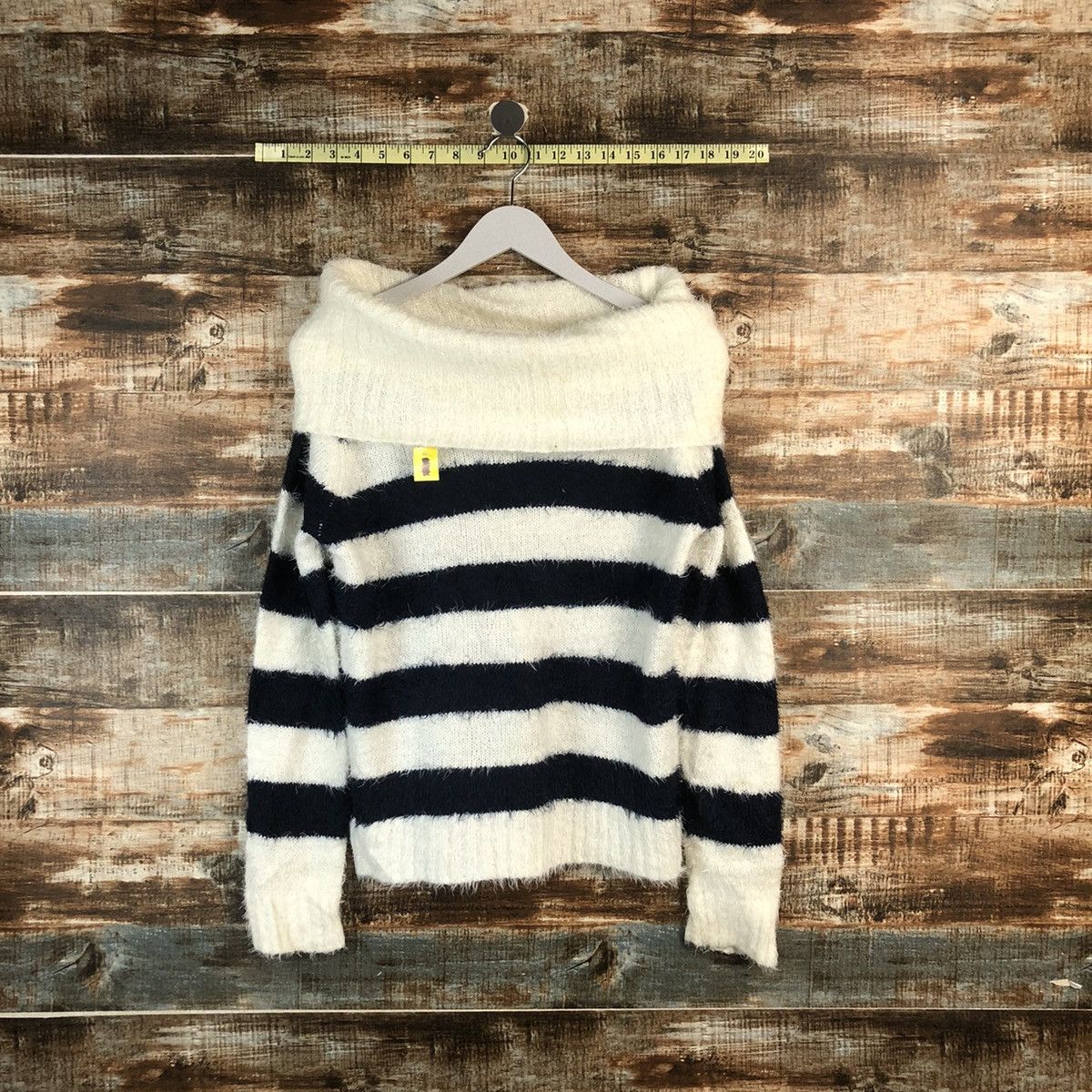 Homespun Knitwear × Japanese Brand × OVER THE STRiPES DLL Leah Matin BlueStripe Turtle Neck Knitwear #C041 Size M / US 6-8 / IT 42-44 - 1 Thumbnail