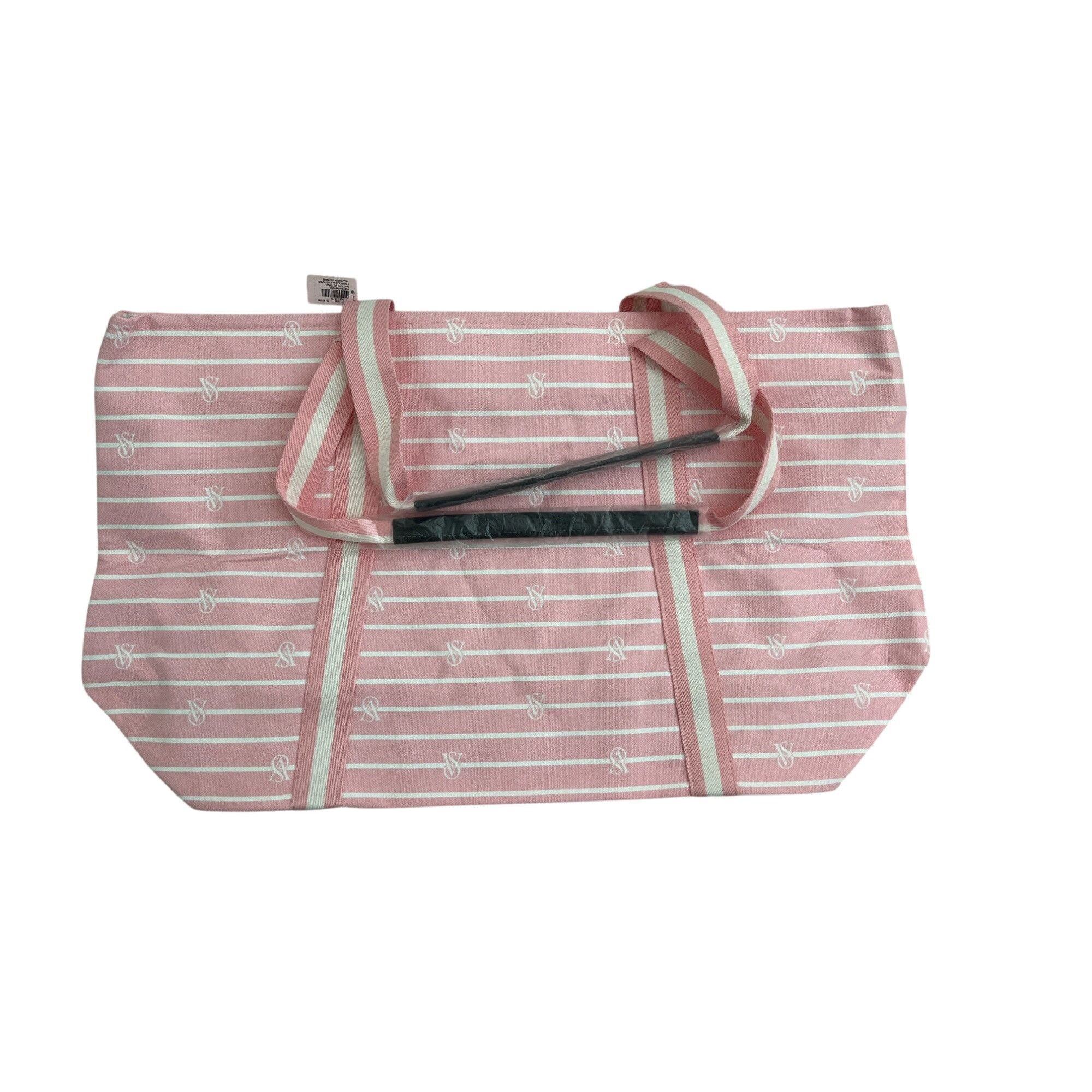 Victoria's Secret Victorias Secret Striped Canvas Tote Bag With Inner Black Li Size ONE SIZE - 2 Thumbnail