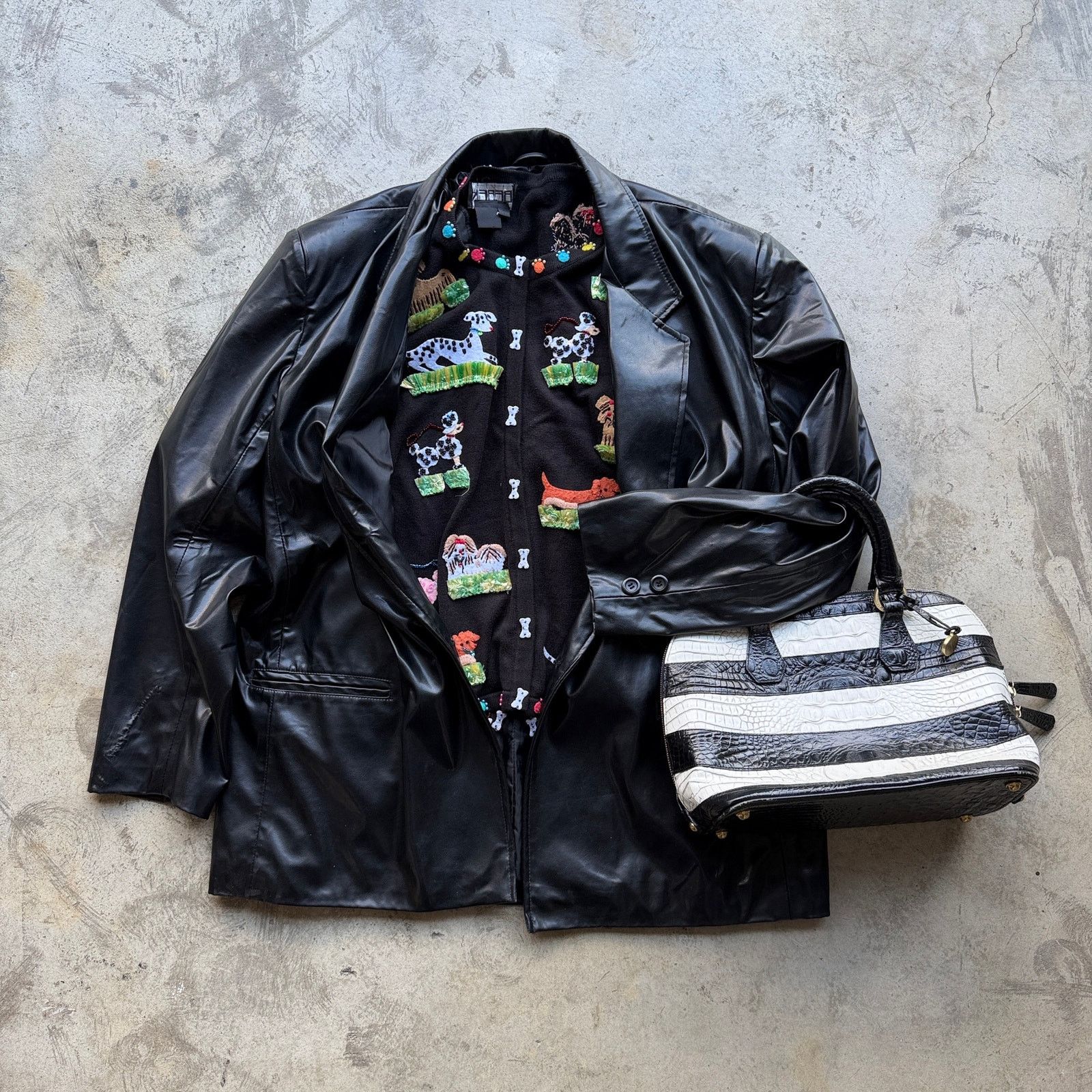 Other Vintage 90s Dumas Black Leather Blazer Jacket Minimalist Size ONE SIZE - 1 Thumbnail