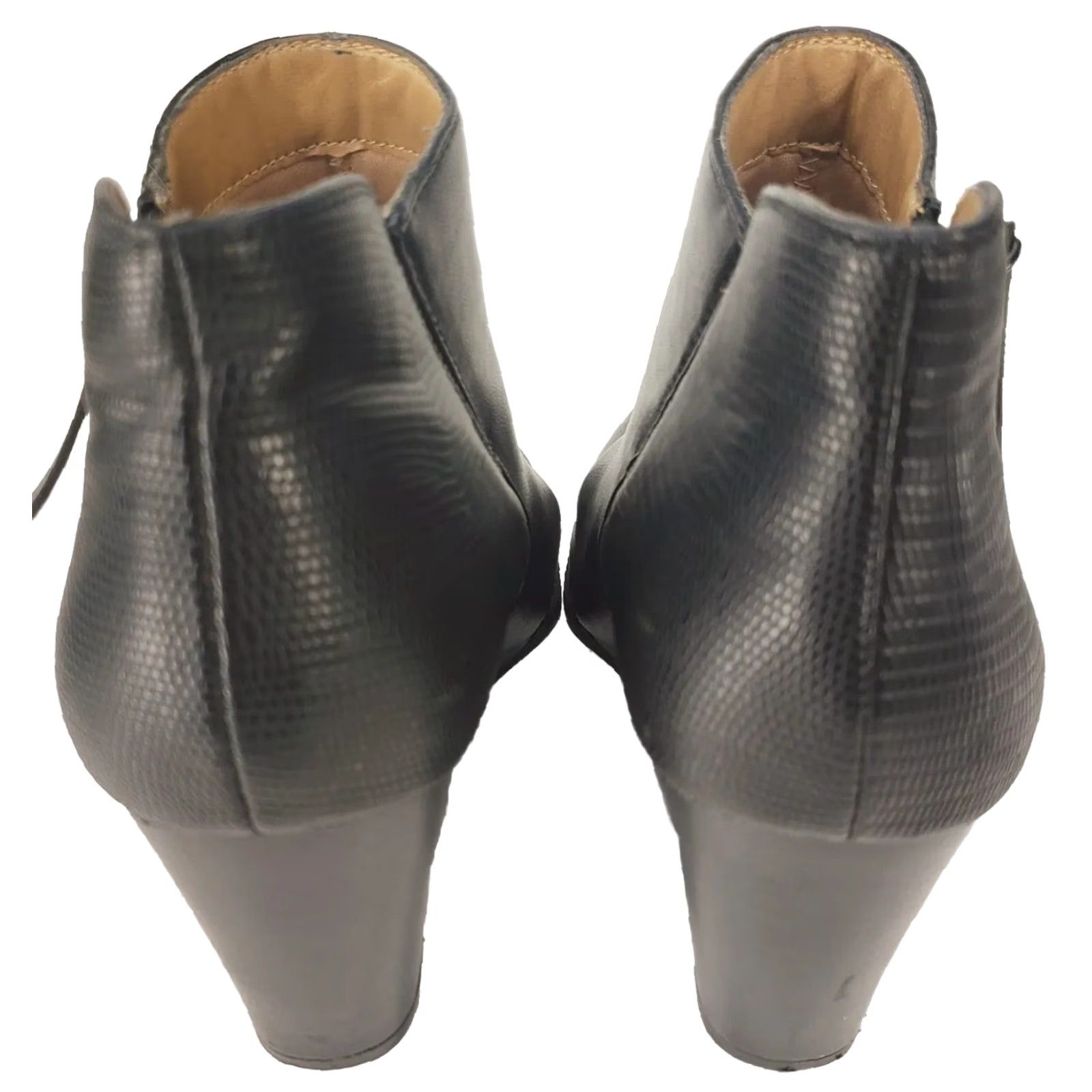 Vintage New Directions Boots Sarita Ankle Leather 3 in Wedge Side Zip Black Womens 9M 9 Women's Bootie Shoes Size US 6 / IT 36 - 6 Thumbnail