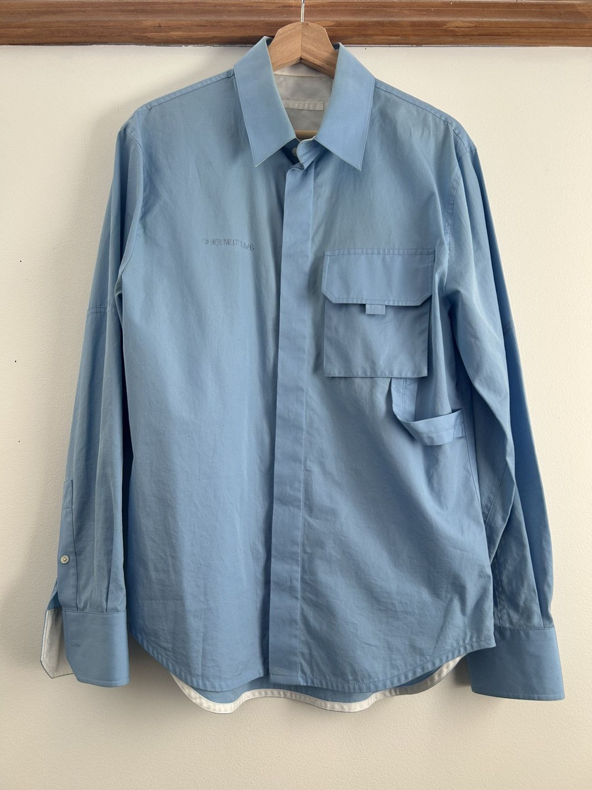 Helmut Lang Helmut Lang Men's Blue Flap Pocket Shirt Size US XS / EU 42 / 0 - 1 Thumbnail