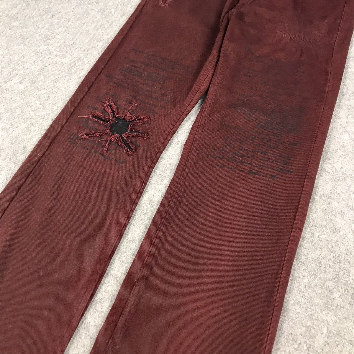 If Six Was Nine × Japanese Brand × Seditionaries BERNINGS SHO DARK RED PUNK PANTS Size US 31 - 3 Thumbnail