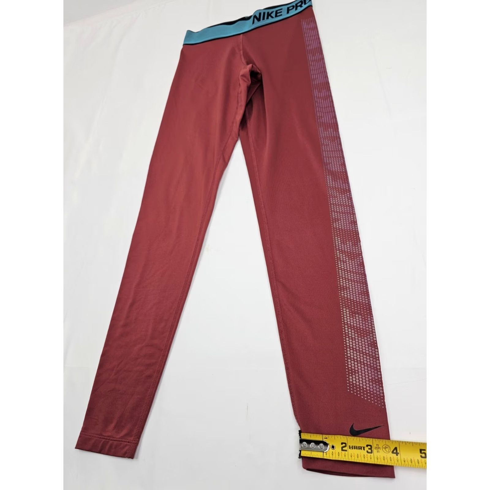 Nike Nike Pro Dri-FIT Leggings Women XS Coral Teal Compression Athletic Pants Skinny Inseam 27 Welcome Rise City Beach Sports 24 in Waist Womens Size 26" / US 2 / IT 38 - 2 Thumbnail